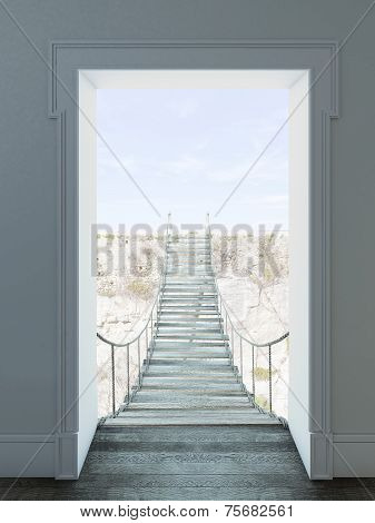 rope hanging bridge from door