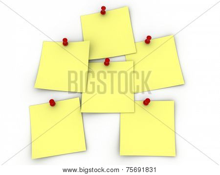 note papers with red push pins