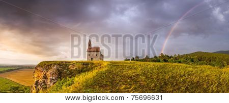 Old Roman Church At Sunset In Drazovce, Slovakia