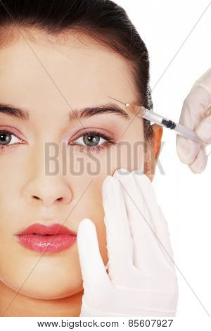 Cosmetic botox injection in the female face