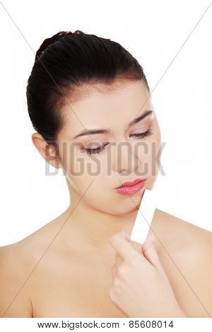 Beautiful woman holding a waffer