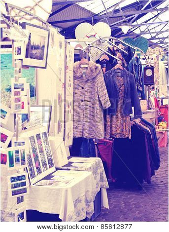 LONDON, UK - MAY 15, 2014: Antique display Greenwich market.