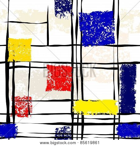 Grunge imitation of Mondrian painting