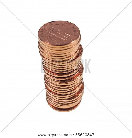 Dollar Coins 1 Cent Wheat Penny Cent Isolated