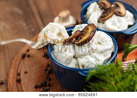 Meat Dumplings - russian boiled pelmeni in plate