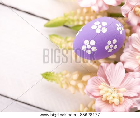 Easter Eggs with Spring Flowers