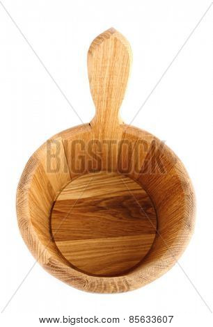 Oaken bucket for sauna, isolated on white