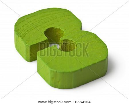 Puinen vihreä luku kolme, valkoinen