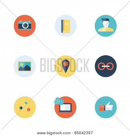 Social network icons flat vector