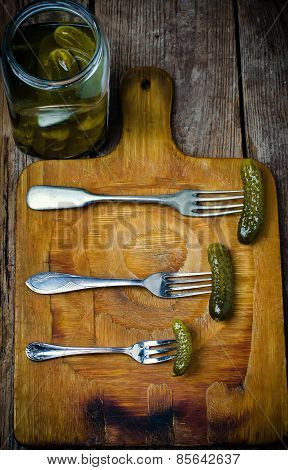 Pickled Cucumbers   On A Fork