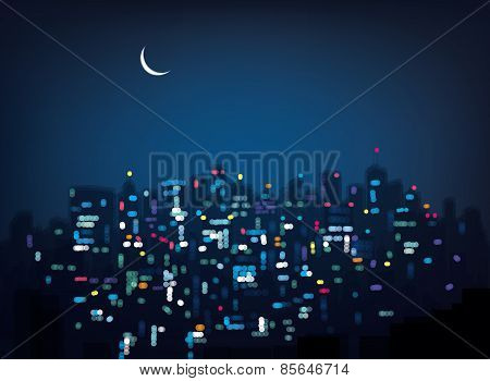 Vector night city.