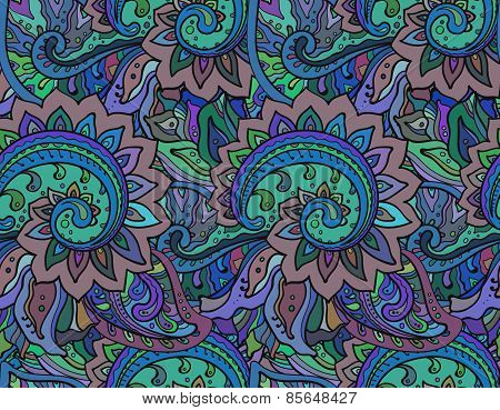 Seamless vector pattern with traditional oriental floral ornament