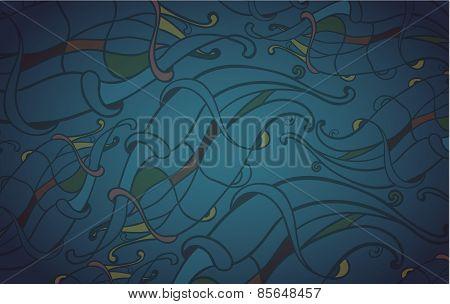 Abstract blue graphic vector background with waves