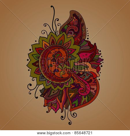 Traditional vector oriental floral ornament with a lot of details