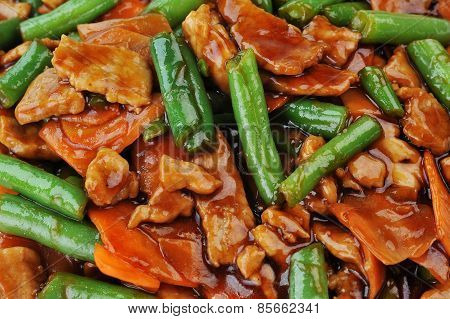 Chinese Food On Plate Close Up