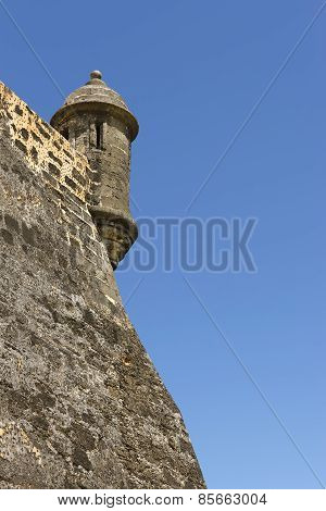 Closeup Of Northeastern Lookout Tower Against Blue Sky.