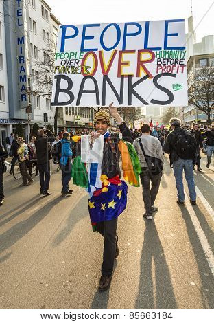 People Demonstrate Against Ezb And Capitalism