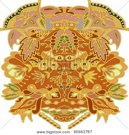 Floral Ornament Drawing In Warm Tones