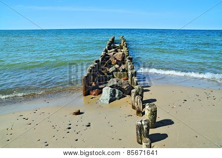 Baltic Beach And Breakwater
