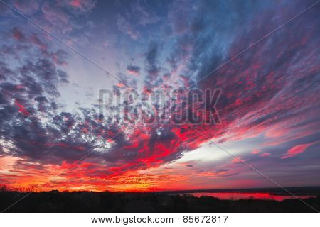 Colorful Sunrise Over The Lake