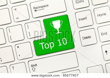 White Conceptual Keyboard - Top 10 (green Key)