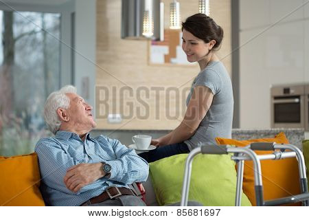 Grandfather Talking With Loved Granddaughter