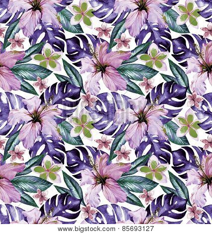 tropical pattern with hibiscus