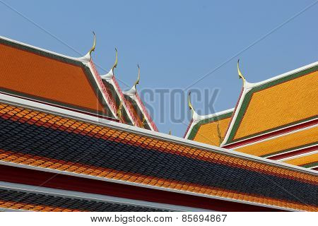 The Different Colors On The Church Roof In Wat Pho.
