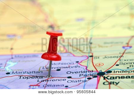 Topeka pinned on a map of USA