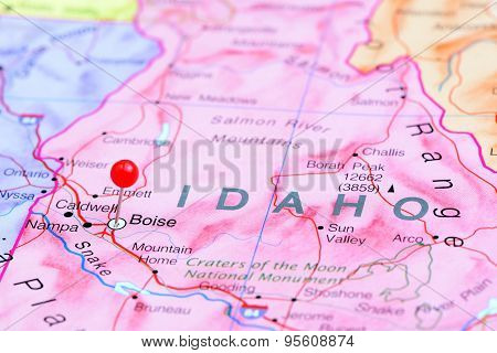 Boise pinned on a map of USA