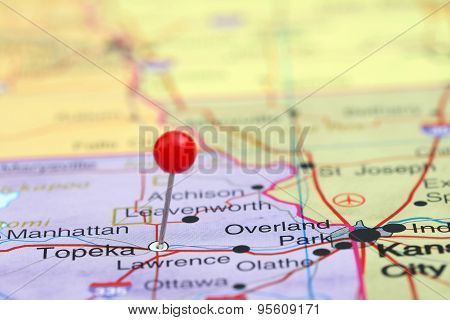 Topeka pinned on a map of USA