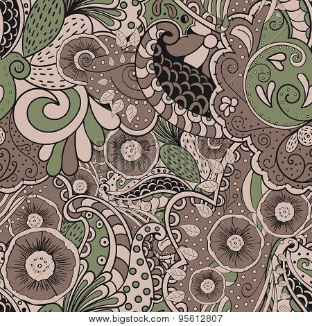 Mehendi tracery pattern, Seamless, handmade Natural mood