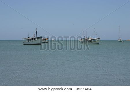 Isla De Margarita önünde tekneler