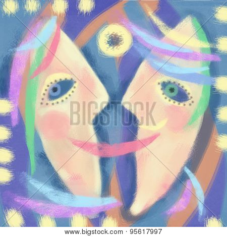 Background With Carnival Masks. Abstraction Dialog