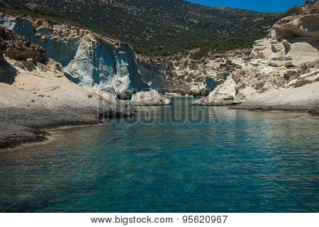 Picturesque Sea Landscape And White Rocks At Kleftiko, Milos, Greece