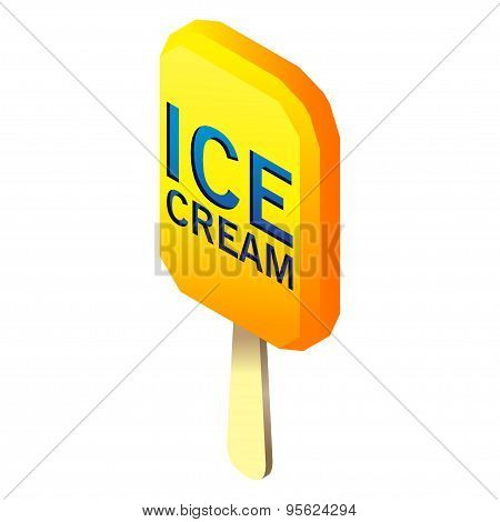 Isometric Ice Cream With Stick.