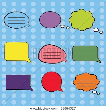 Colorful comic Speech Bubbles Set