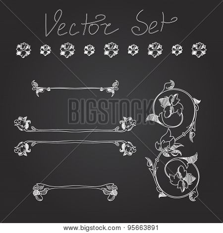 Flower design chalk elements