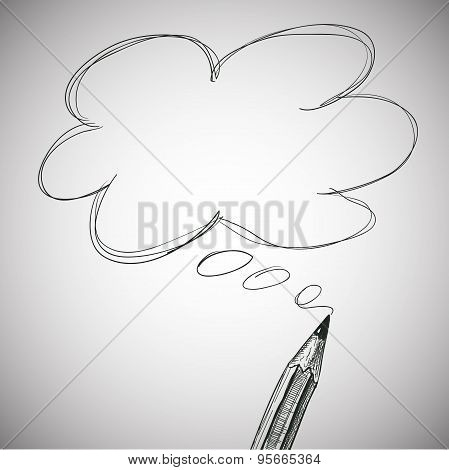 Pencil Hand Draw with Text Box for Your Design
