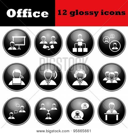 Set Of Business People Glossy Icons