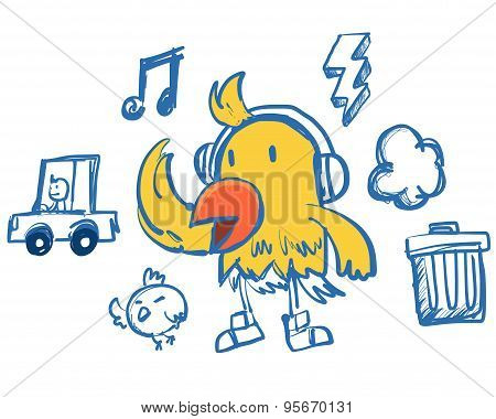 Funny Hip-hop Style Yellow Bird