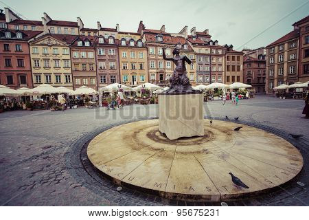 Warsaw, Poland - July  08, 2015: Statue Of Syrenka (mermaid Of Warsaw, Sculptor Konstanty Hegel, Cir