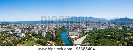 Aerial View Of  Geneva City In Switzerland