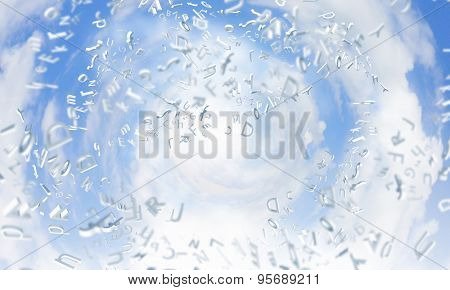 Conceptual image with business items flying in air
