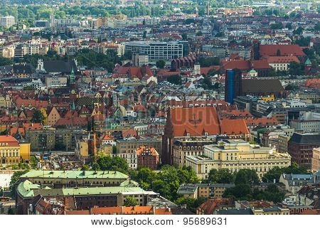 aerial view of Wroclaw town in Poland
