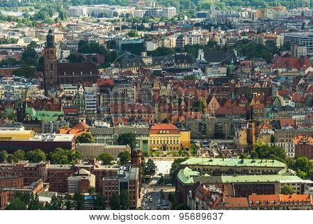 aerial view of Wroclaw town in Poland