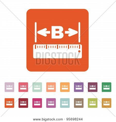 The Width Icon. Measurement And Ruler Symbol. Flat