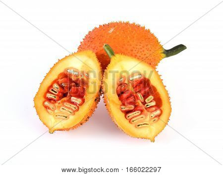 Gac Fruit Slices Isolated On White Background
