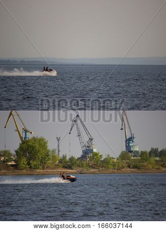 cople on the water bike. port machines
