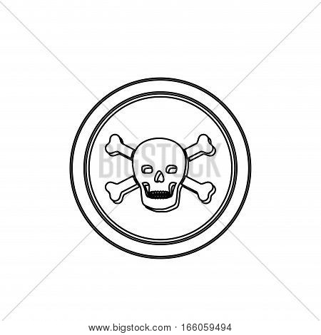 monochrome contour in circle with skull and bones vector illustration